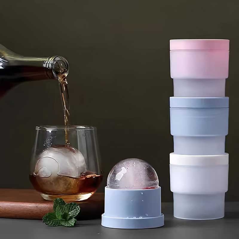 Wine Beer Refrigerator - เครื่องทำน้ำแข็งทรงกลม 3 ชิ้น, แม่พิมพ์น้ำแข็งทรงกลมเหมาะสำหรับวิสกี้, ค็อกเทล, น้ำผลไม้,