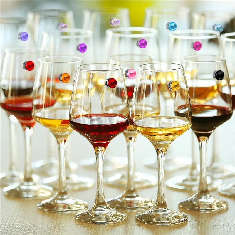 Wine Beer Refrigerator - อุปกรณ์ตกแต่งแม่เหล็กติดคริสตัลรูปไวน์เครื่องทำสัญลักษณ์ถ้วยไวน์ดื่มสำหรับปาร์ตี้งานแต่งงานแม่เหล็กอุปกรณ์ถ้วยไวน์