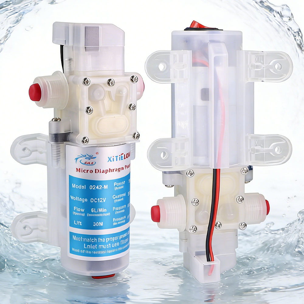 Wine Beer Delivery - ปั๊มน้ำไดอะแฟรมเกรดอาหาร 70W 12V DC5521 พร้อมสวิตช์กดแบบปลอดภัย ปั๊มน้ำไฟฟ้าขนาดเล็กสำหรับทำเบียร์
