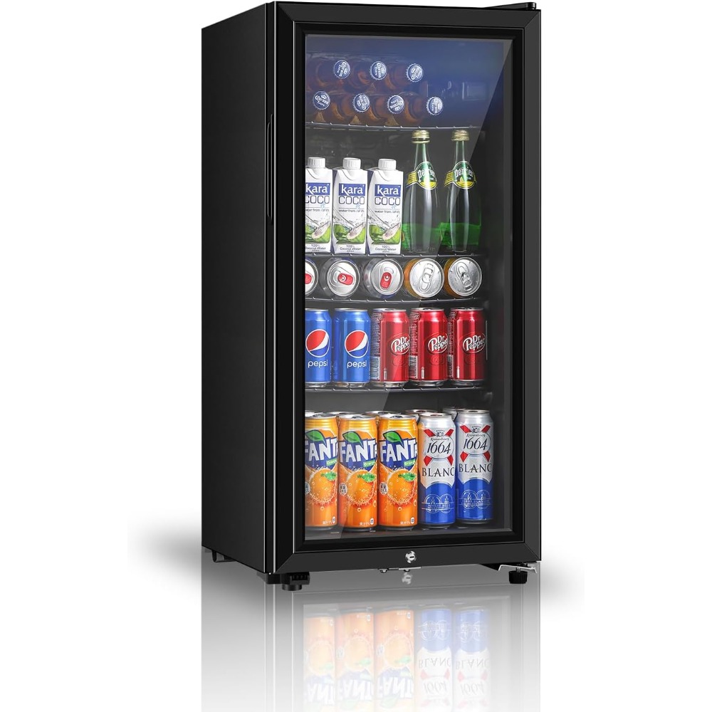 Wine Beer Refrigerator - ตู้เย็นเครื่องดื่ม, ตู้เย็นขนาดเล็กสามจุดสองคิวบิกฟุต, ตู้แช่เครื่องดื่มแบบประตูกระจกสองบานสำหรับโซดา เบียร์ ไวน์, ใช้ในบ้าน