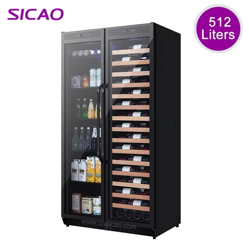 Wine Beer Fridge - ตู้แช่เครื่องดื่มแบบฝังในตัว ตู้แช่ไวน์สองประตู ความจุขนาดใหญ่ ตู้แช่เบียร์ใต้เคาน์เตอร์ สำหรับบาร์ ครัว